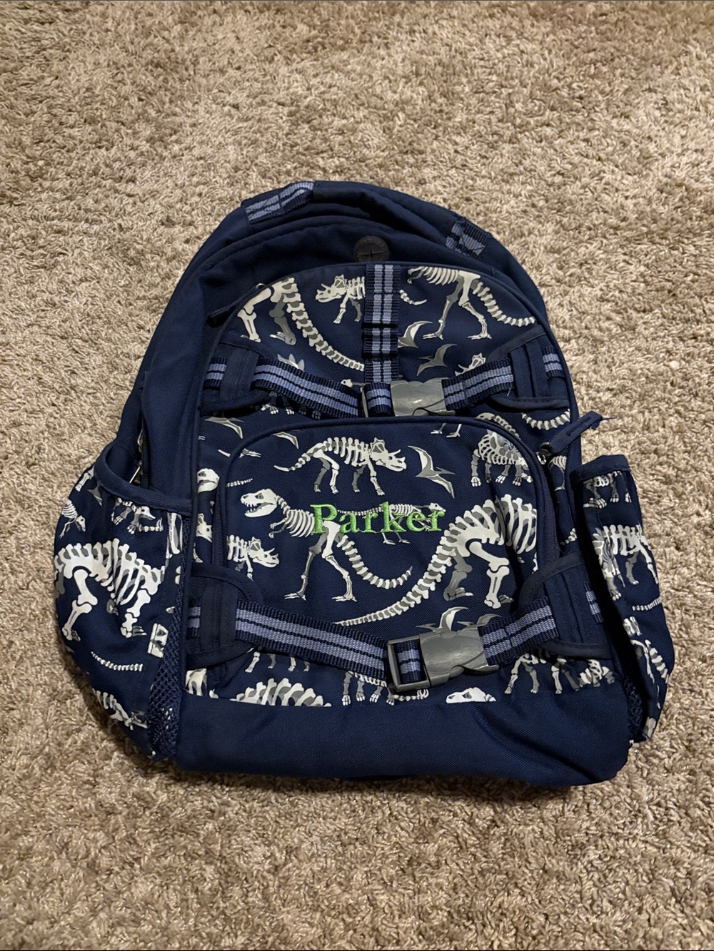 Pottery Barn Kids Navy Dinosaur Bones backpack